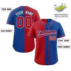 Red Royal Two-Tone Striped Authentic Baseball Jersey 2
