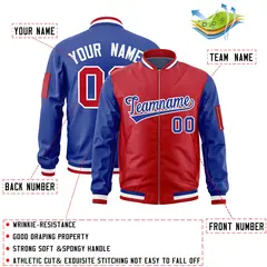 Red Royal Two-Tone Varsity Letterman Bomber Jacket 2