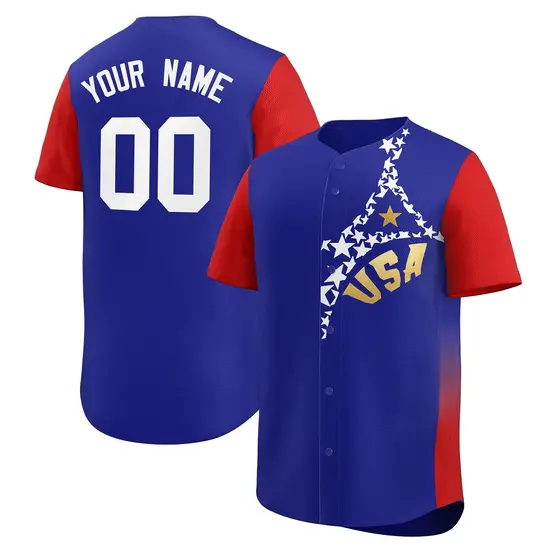 Red Royal USA Star Graffiti World Cup College Baseball Jersey