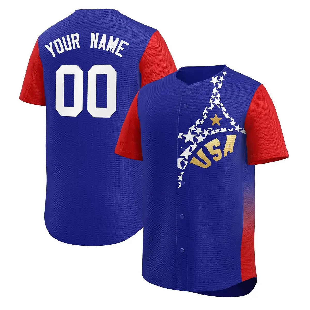 Red Royal USA Star Graffiti World Cup College Baseball Jersey