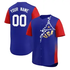 Red Royal USA Star Graffiti World Cup College Baseball Jersey