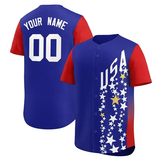 Red Royal USA Star Graffiti World Cup Watch Party Baseball Jersey