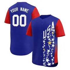 Red Royal USA Star Graffiti World Cup Watch Party Baseball Jersey