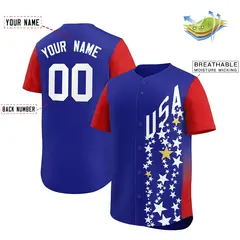 Red Royal USA Star Graffiti World Cup Watch Party Baseball Jersey 2