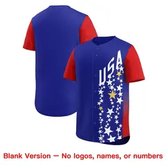 Red Royal USA Star Graffiti World Cup Watch Party Baseball Jersey 7