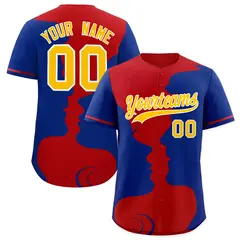 Red Royal Valentine's Day Couple Silhouettes Baseball Jersey