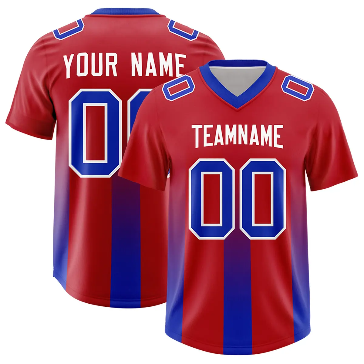Red Royal Vertical Stripe Gradient Team Football Jersey