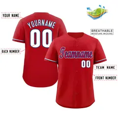 Red Royal-White Classic Authentic Baseball Jersey 3