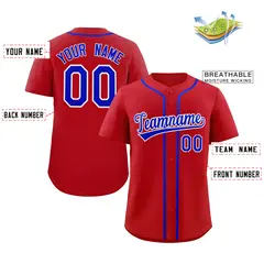 Red Royal-White Classic Authentic Baseball Jersey 2