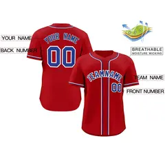 Red Royal-White Classic Authentic Baseball Jersey 2