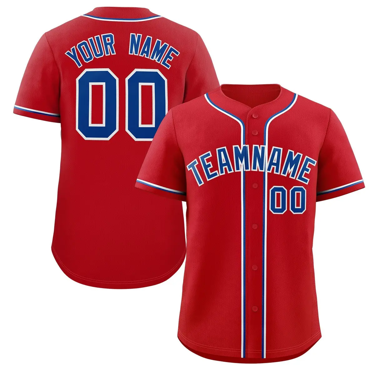 Red Royal-White Classic Authentic Baseball Jersey