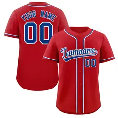 Red Royal-White Classic Authentic Baseball Jersey
