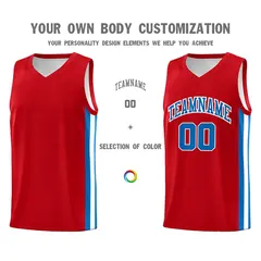 Red Royal-White Classic Basketball Jersey 3