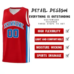 Red Royal-White Classic Basketball Jersey 4