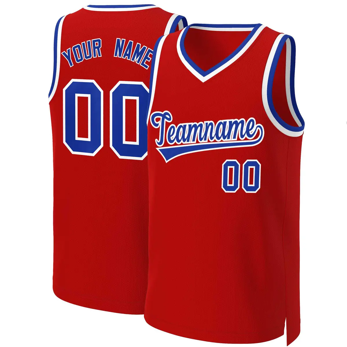 Red Royal-White Classic Basketball Jersey