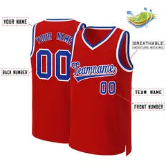 Red Royal-White Classic Basketball Jersey 2