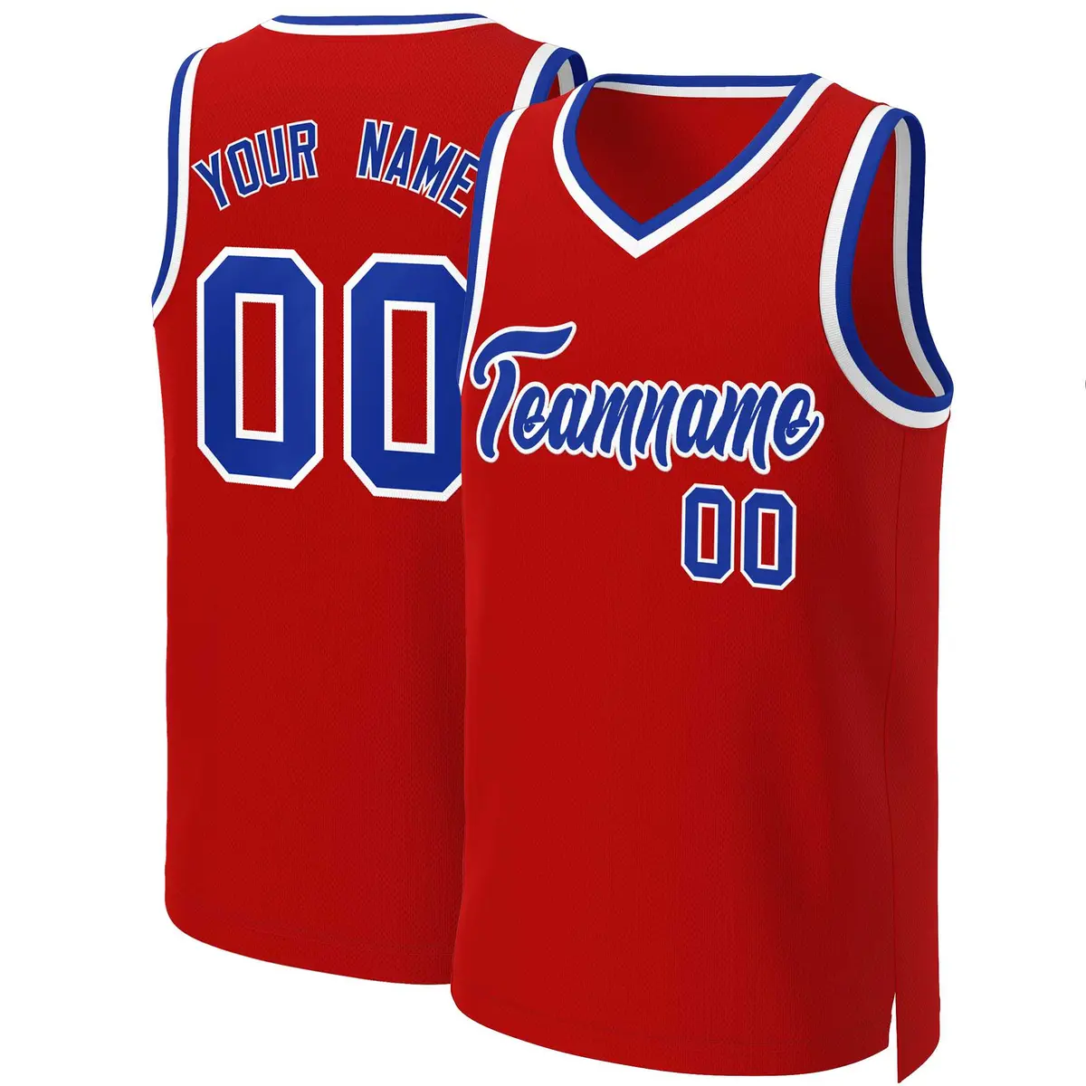 Red Royal-White Classic Basketball Jersey