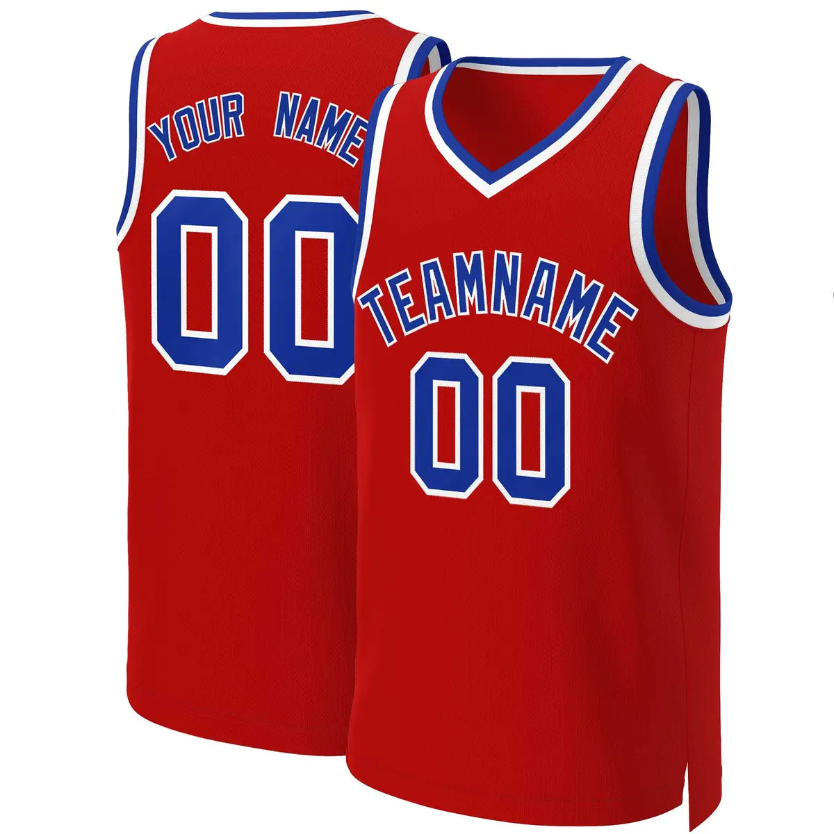 Red Royal-White Classic Basketball Jersey