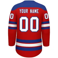 Red Royal White Classic Lace-Up Neck Hockey Jersey 4