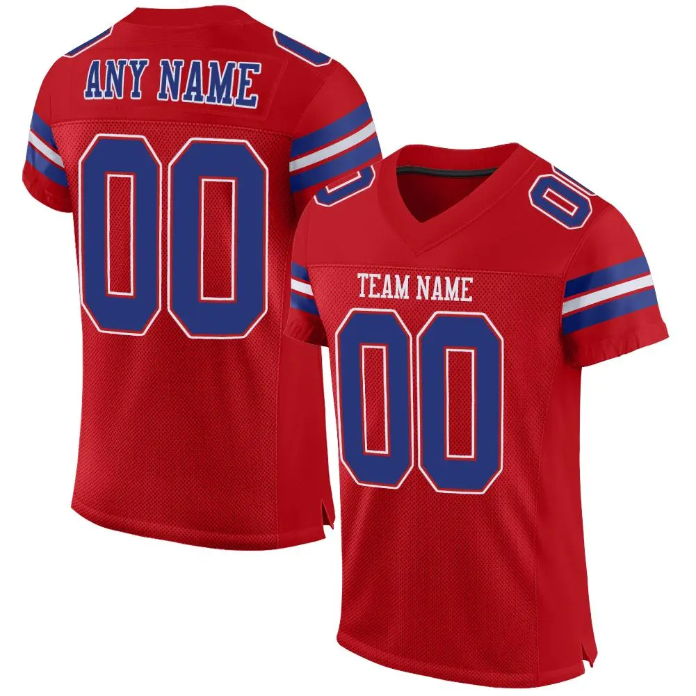 Red Royal-White Classic Mesh Authentic Football Jersey