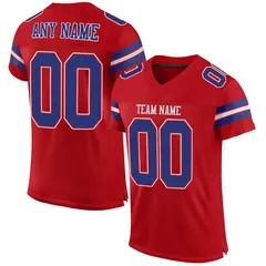 Red Royal-White Classic Mesh Authentic Football Jersey 1