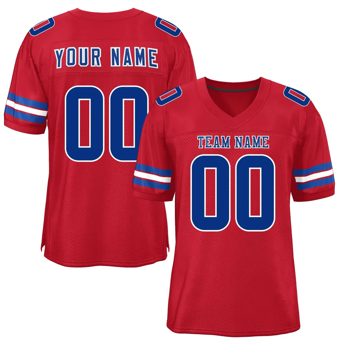 Red Royal-White Classic Mesh Authentic Football Jersey