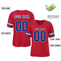 Red Royal-White Classic Mesh Authentic Football Jersey 2