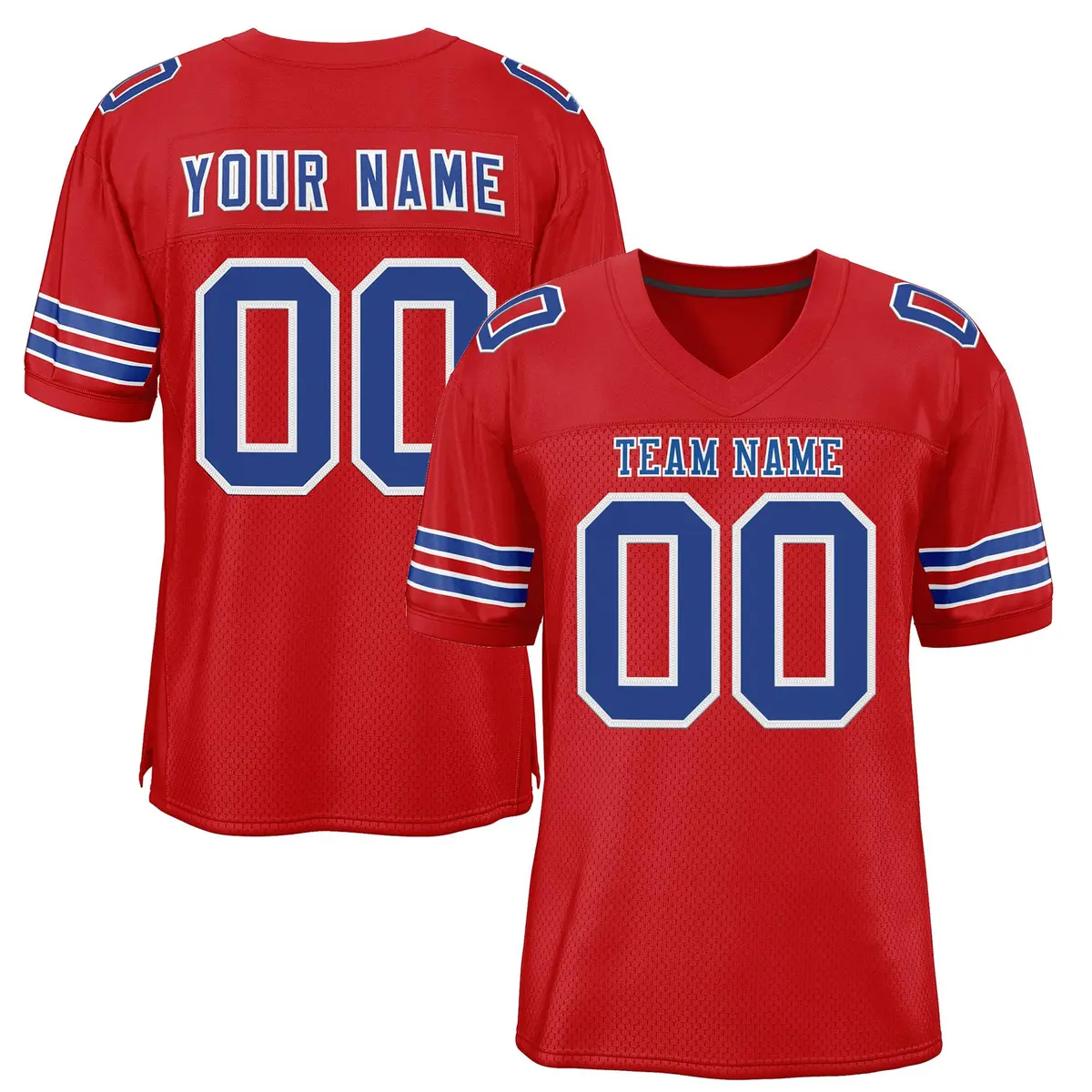 Red Royal-White Classic Mesh Authentic Football Jersey
