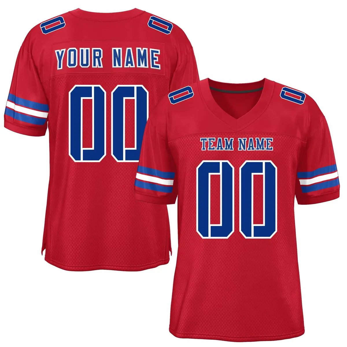 Red Royal-White Classic Mesh Authentic Football Jersey