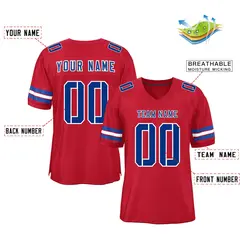 Red Royal-White Classic Mesh Authentic Football Jersey 2