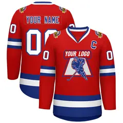 Red Royal-White Classic Style Hockey Jersey