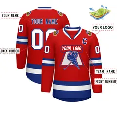 Red Royal-White Classic Style Hockey Jersey 2