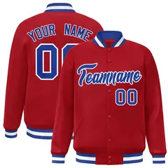 Red Royal-White Classic Varsity Full-Snap Letterman Jacket 1