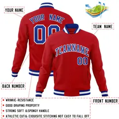 Red Royal-White Classic Varsity Full-Snap Letterman Jacket 4