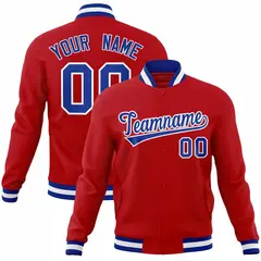 Red Royal-White Classic Varsity Full-Snap Letterman Jacket 1