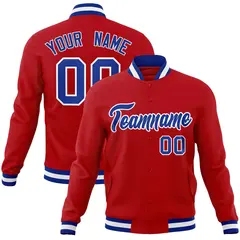 Red Royal-White Classic Varsity Full-Snap Letterman Jacket 1