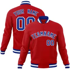Red Royal-White Classic Varsity Full-Snap Letterman Jacket 1