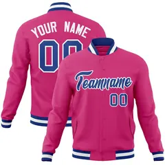 Red Royal-White Classic Varsity Full-Snap Letterman Jacket
