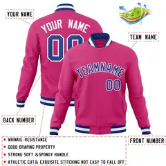 Red Royal-White Classic Varsity Full-Snap Letterman Jacket 4