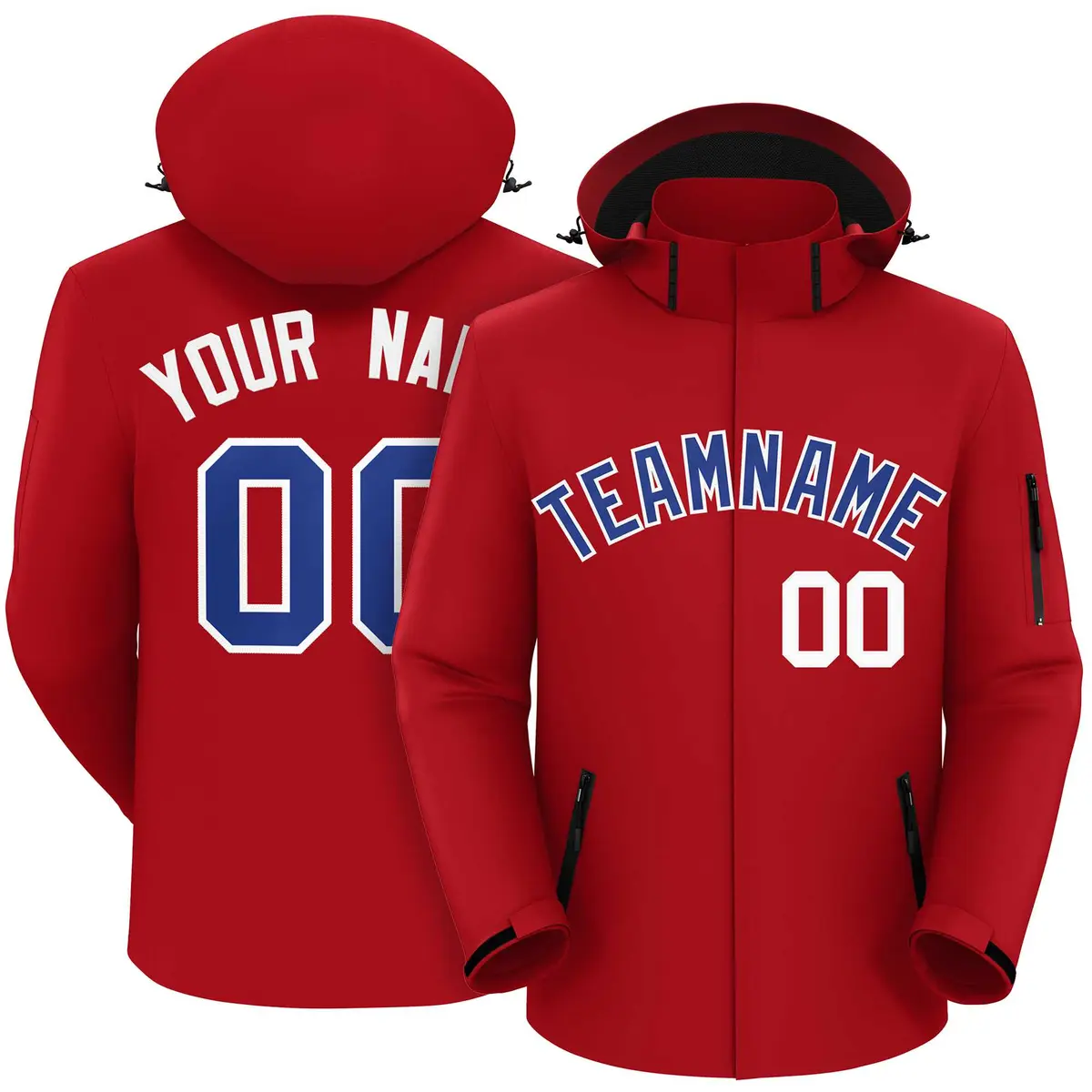 Red Royal-White Classic Waterproof Jacket