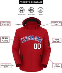 Red Royal-White Classic Waterproof Jacket 2