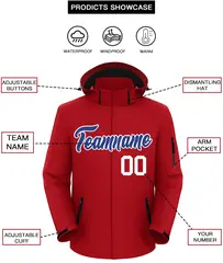 Red Royal-White Classic Waterproof Jacket 2