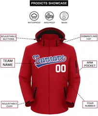Red Royal-White Classic Waterproof Jacket 2