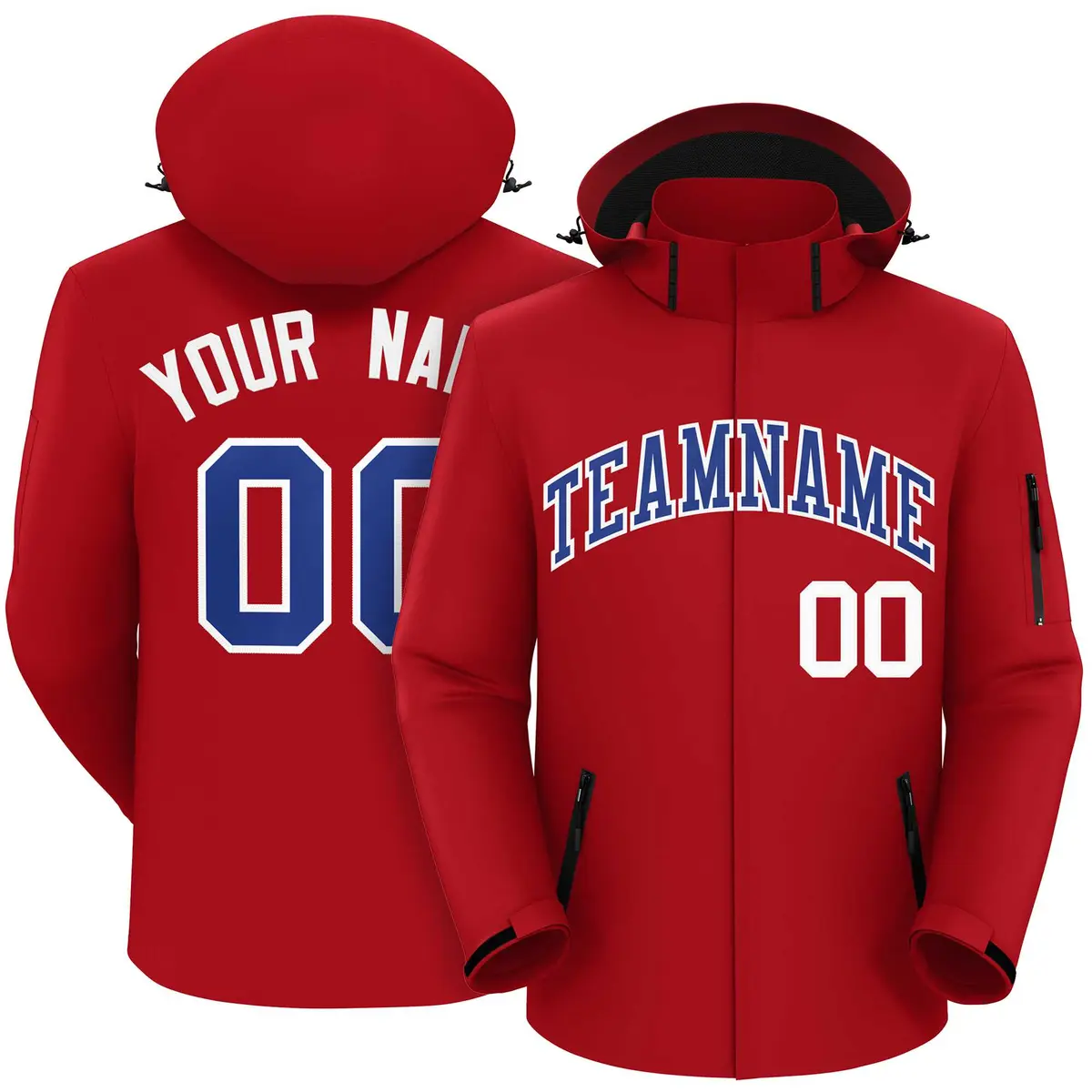 Red Royal-White Classic Waterproof Jacket