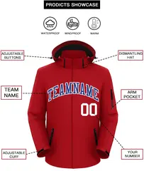 Red Royal-White Classic Waterproof Jacket 2