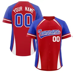 Red Royal-White Color Block Authentic Baseball Jersey 1