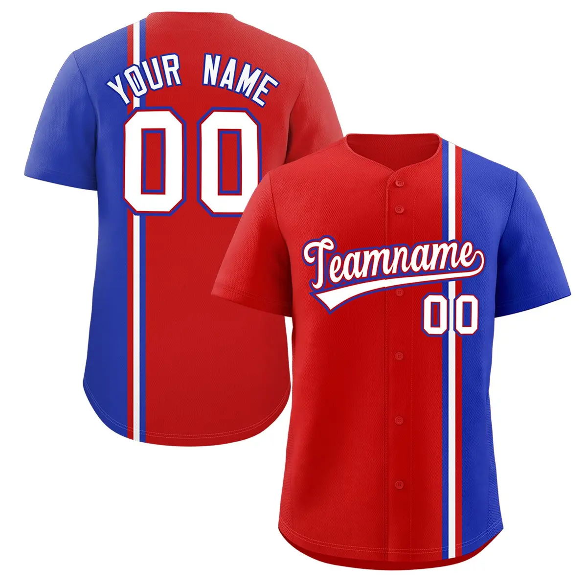 Red Royal-White Color Block Authentic Baseball Jersey