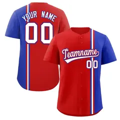 Red Royal-White Color Block Authentic Baseball Jersey 1