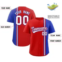 Red Royal-White Color Block Authentic Baseball Jersey 2