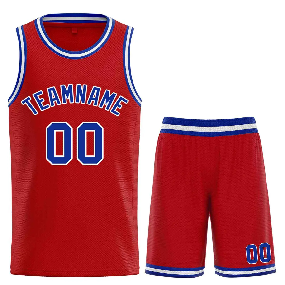 Red Royal-White Curved Classic Sets Basketball Jersey